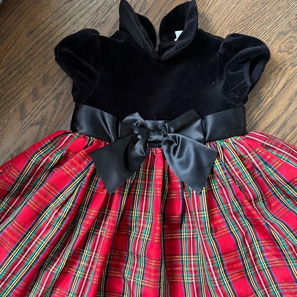 Velvet and plaid holiday dress 12-18 months